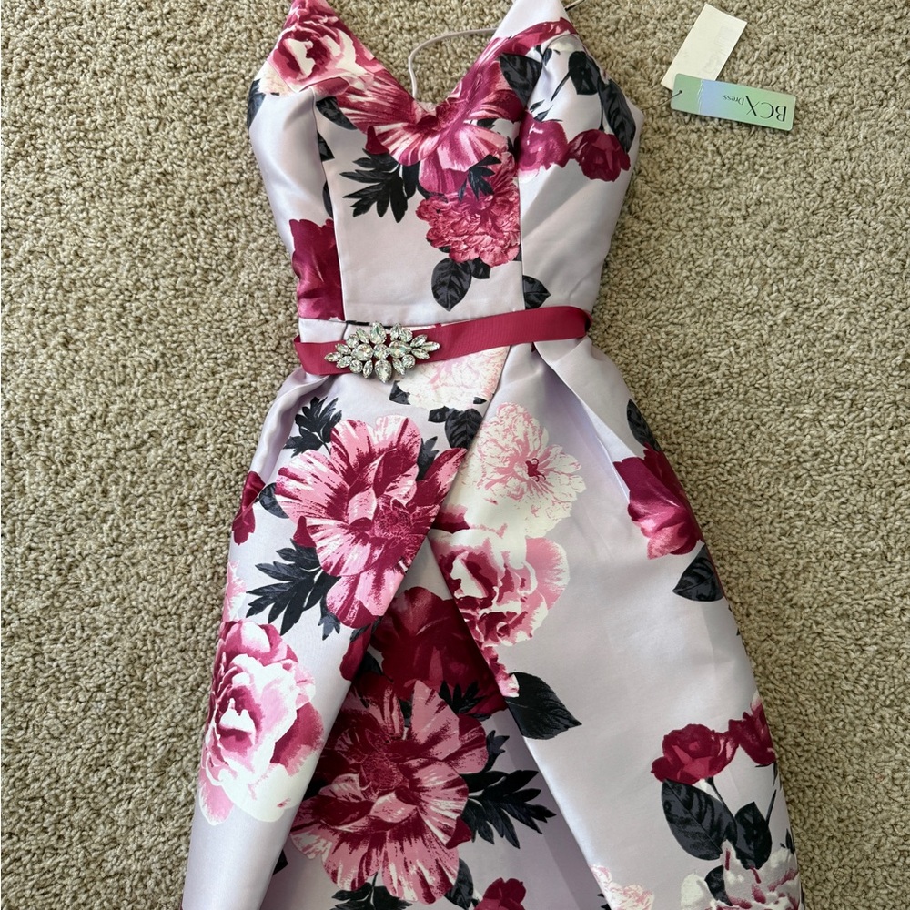 BCX Pink and Red Floral Dress